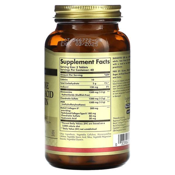 Solgar Glucosamine Hyaluronic Acid Chondroitin MSM 120 tabs 169072 Proteininlviv