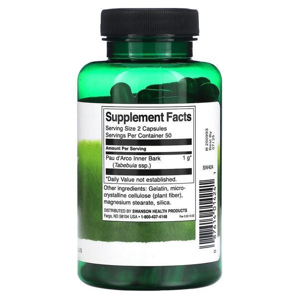 Пау Дарко Swanson Pau d'Arco 500 mg 100 Caps 174090 Proteininlviv
