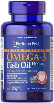 Puritan's Pride Triple Strength Omega-3 Fish Oil 1400 мг 60 Softgels 163069 Proteininlviv