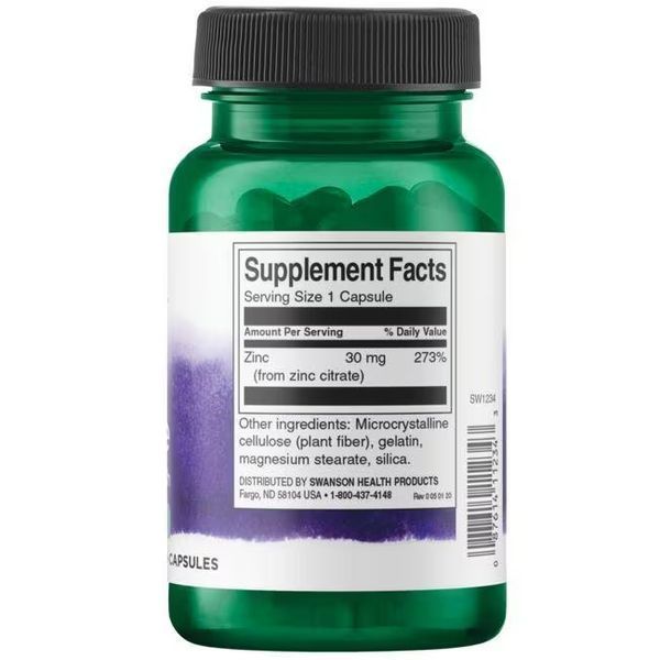 Swanson Zinc Citrate 30 mg 60 Caps 174118 Proteininlviv