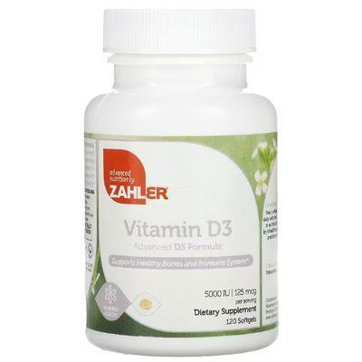 Zahler Vitamin D3 125 mcg (5000 IU) 120 Softgels 202002 Proteininlviv