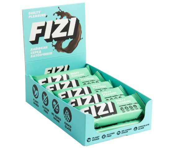 Батончики Fizi Guilty Pleasure Bar 45 g Coconut Cookie + Almond 307001 Proteininlviv
