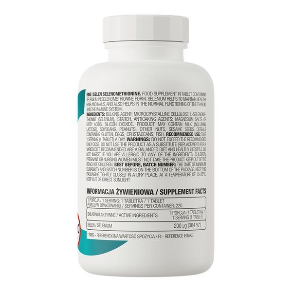 Пищевая добавка OstroVit Selenium Selenomethionine 220 tabs 155258 Proteininlviv
