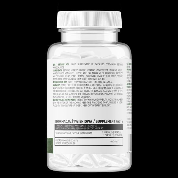 Бетаина гидрохлорид OstroVit Betaine HCL 90 caps 155294 Proteininlviv