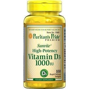 Puritan's Pride Vitamin D3 1000 IU 100 Softgels 163112 Proteininlviv