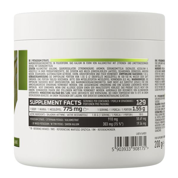 Цитрат калію OstroVit Potassium Citrate 200 g (Lemon & Lime)