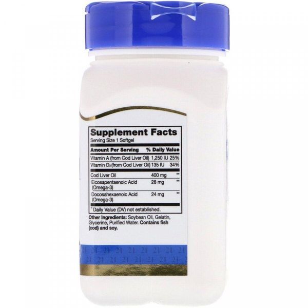 21st Century Norwegian Cod Liver Oil 400 mg 110 Softgels 101053 Proteininlviv