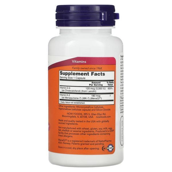 NOW Foods Mega D-3 & MK-7 5000 IU / 180 mcg 120 VCaps 148348 Proteininlviv