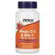 NOW Foods Mega D-3 & MK-7 5000 IU / 180 mcg 120 VCaps 148348 фото 1 Proteininlviv