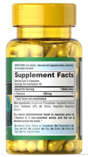 Puritan's Pride L-Theanine 200 mg 30 Caps 163070 Proteininlviv
