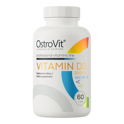 OstroVit Vitamin D3 2000 + K2 MK-7 + C + Zn 60 caps 155235 Proteininlviv