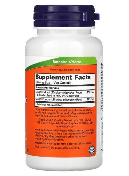NOW Foods Ginger Root Extract 250 mg 90 Caps 148349 Proteininlviv