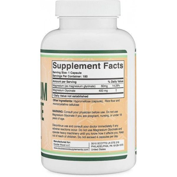 Double Wood Magnesium Glycinate 180 Caps 126001 Proteininlviv