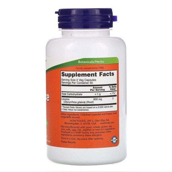 Добавка для імунітету NOW Foods Licorice Root 450 mg 100 VCaps 148250 Proteininlviv