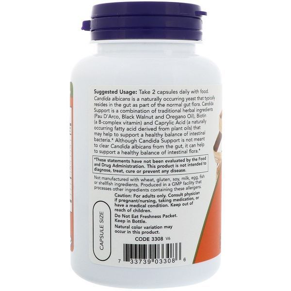 Добавка NOW Foods Candida Support 90 Caps 148082 Proteininlviv