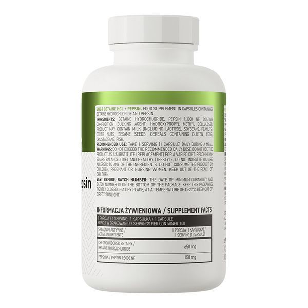 OstroVit Betaine HCL + Pepsin 100 caps 155379 Proteininlviv