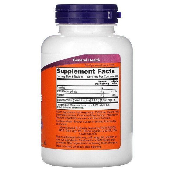 Пивні дріжджі NOW Foods Brewer's Yeast 200 Tabs (термін 10/25) 148275T Proteininlviv