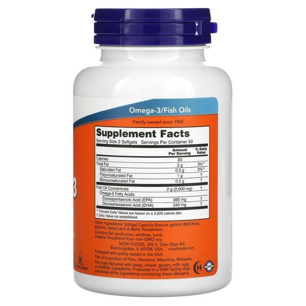 Omega-3 NOW Foods 100 Softgels 148037 Proteininlviv