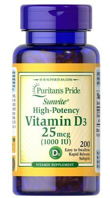 Puritan's Pride Vitamin D3 1000 IU 200 Softgels 163171 Proteininlviv