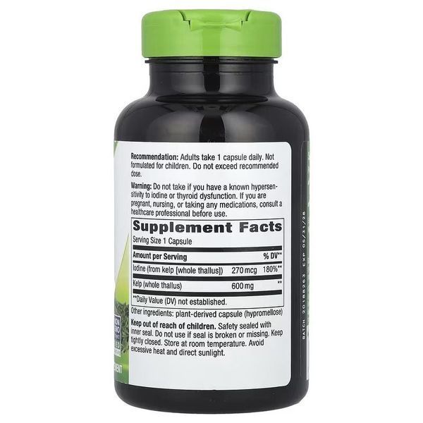 Nature's Way Kelp 600 mg 100 Veg Caps (ламинария, йод) 104047 Proteininlviv