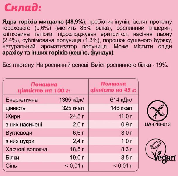 Протеиновые батончики Fizi KETO 45 g Strawberry-Almond 307013 Proteininlviv