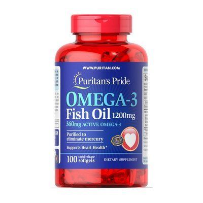 Жирні кислоти Puritan's Pride Omega-3 Fish Oil 1200 mg 100 Softgels 163102 Proteininlviv