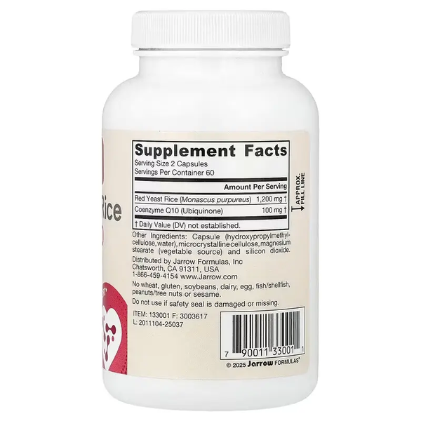 Jarrow Formulas Red Yeast Rice + Co-Q10 600 mg 120 Caps 131020 Proteininlviv