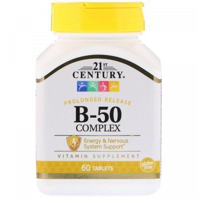 Вітамінна добавка 21st Century B-50 Complex, Prolonged Release, 60 Tabs 101019 Proteininlviv