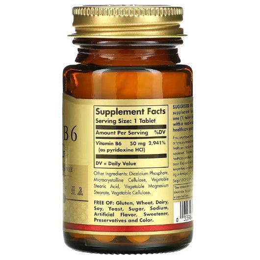 Solgar Vitamin B6 50 mg 100 Tabs 169101 Proteininlviv