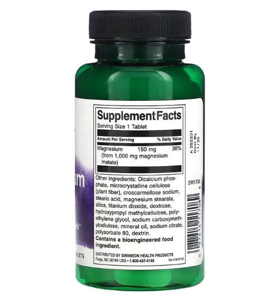 Swanson Magnesium Malate 1000 mg 60 Tabs 174134 Proteininlviv