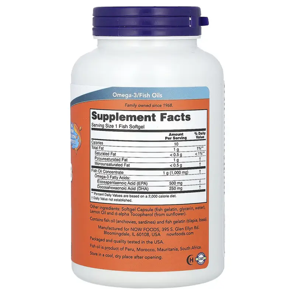 NOW Foods Ultra Omega-3 (500 EPA/250 DHA) 180 Fish Softgels 148520 Proteininlviv
