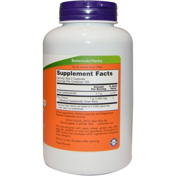 NOW Foods Pau D'Arco 500 mg 250 caps 148040 Proteininlviv