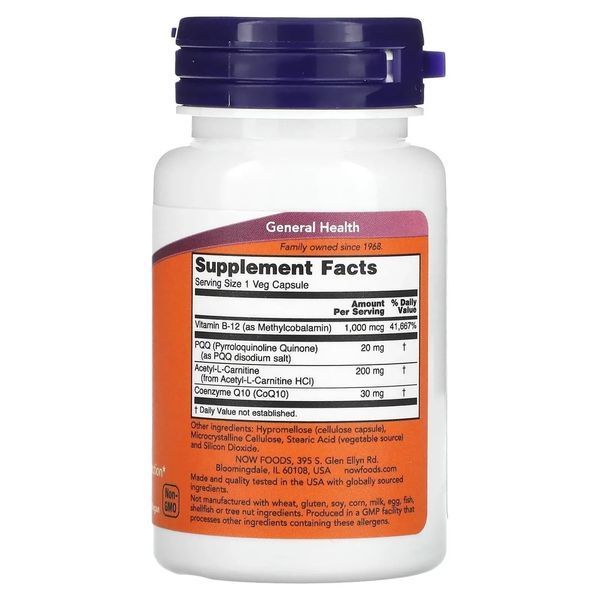Пирролохинолинхинон NOW Foods PQQ Energy 20 mg 30 Caps 148384 Proteininlviv