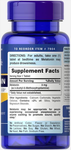 Мелатонін Puritan's Pride Melatonin 3 mg 240 Tabs 163085 Proteininlviv