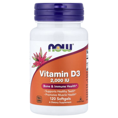 Витамин NOW Foods Vitamin D-3 High Potency 2,000 IU 120 Softgels 148104 Proteininlviv