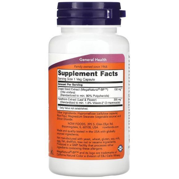 NOW Foods Blood Pressure Health 90 Veg Caps 148447 Proteininlviv