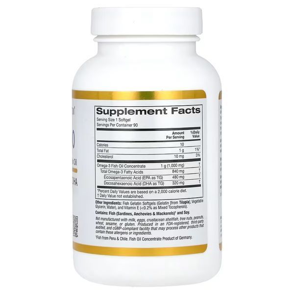 California Gold Nutrition Omega 800 Fish Oil (480 EPA/320 DHA) 90 softgels 114036 Proteininlviv